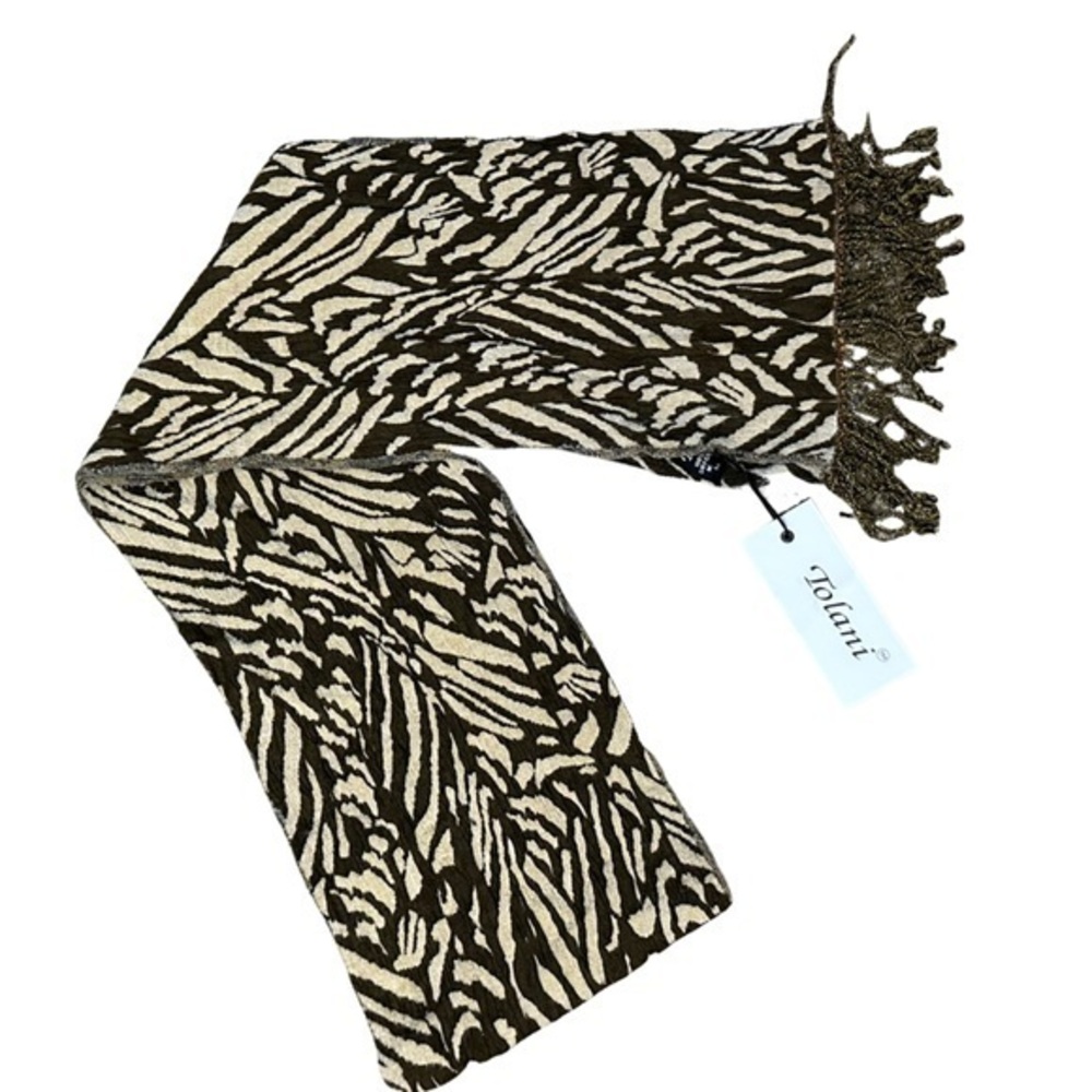 NWT Tolani 100% viscose brown cream scarf kc